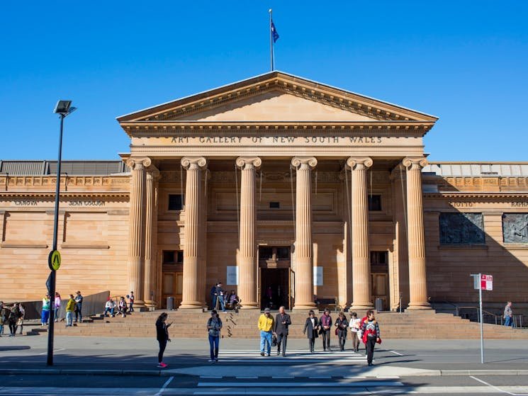 Front entrance to a columned building with steps