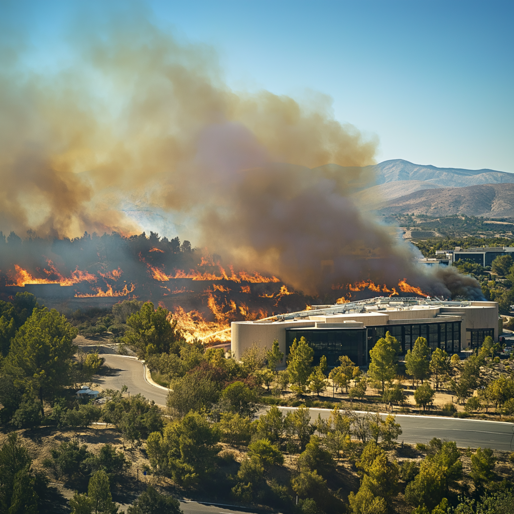 wildfire nearing a fine art museum