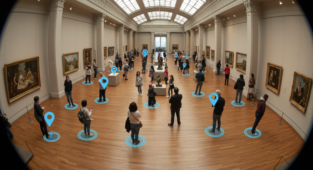 people standing in a museum gallery museum AI securing art collections