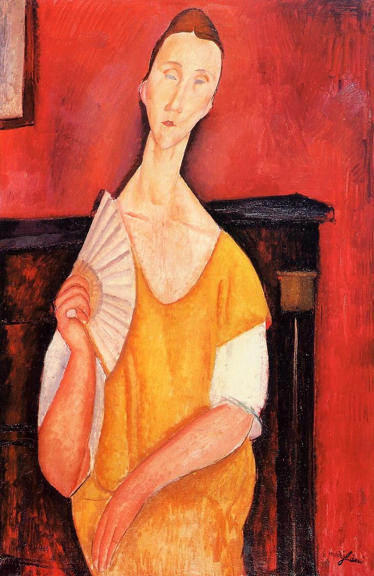 Modigliani painting of a seated woman holding a fan; a stolen painting from a museum in Paris